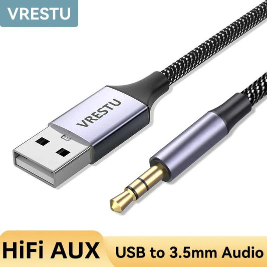 USB to 3.5mm Male Audio Cable USB A to 3 5 Jack AUX Adapter Wire Headphone Speaker Desktop PC TV Car Stereo Auxiliary Audio Line - Lizard Vigilante