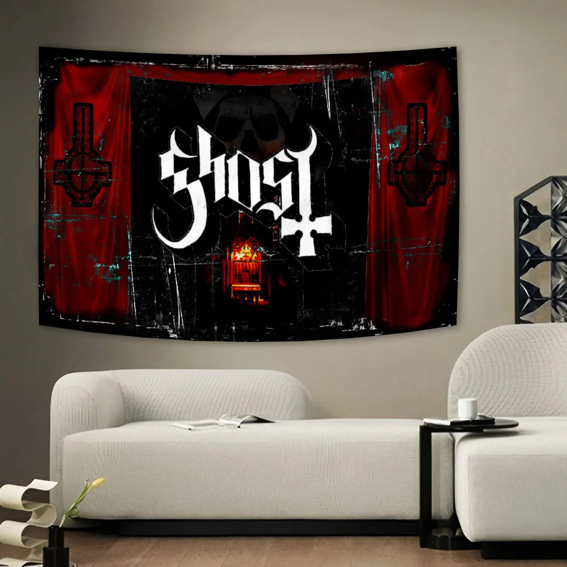 Ghost Tapestry - Underground Metal Pop Singer Rock Banner Flags, 100% Polyester Wall Hanging - Premium tapestry from Lizard Vigilante - Just $11.99! Shop now at Lizard Vigilante