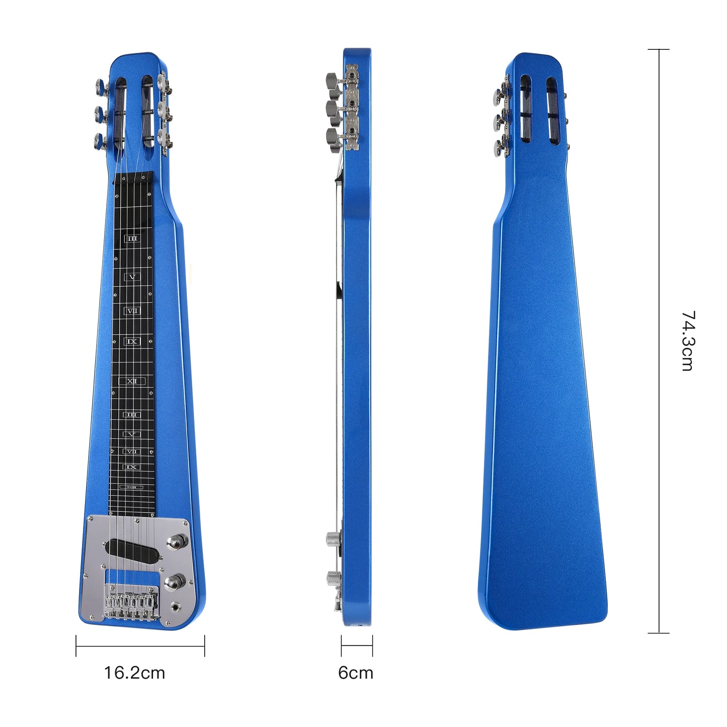 Lap Steel Riot Guitar Six String Electric Slide With Slotted Headstock Gigbag And Metal Bar – Blacktop Thunder Edition