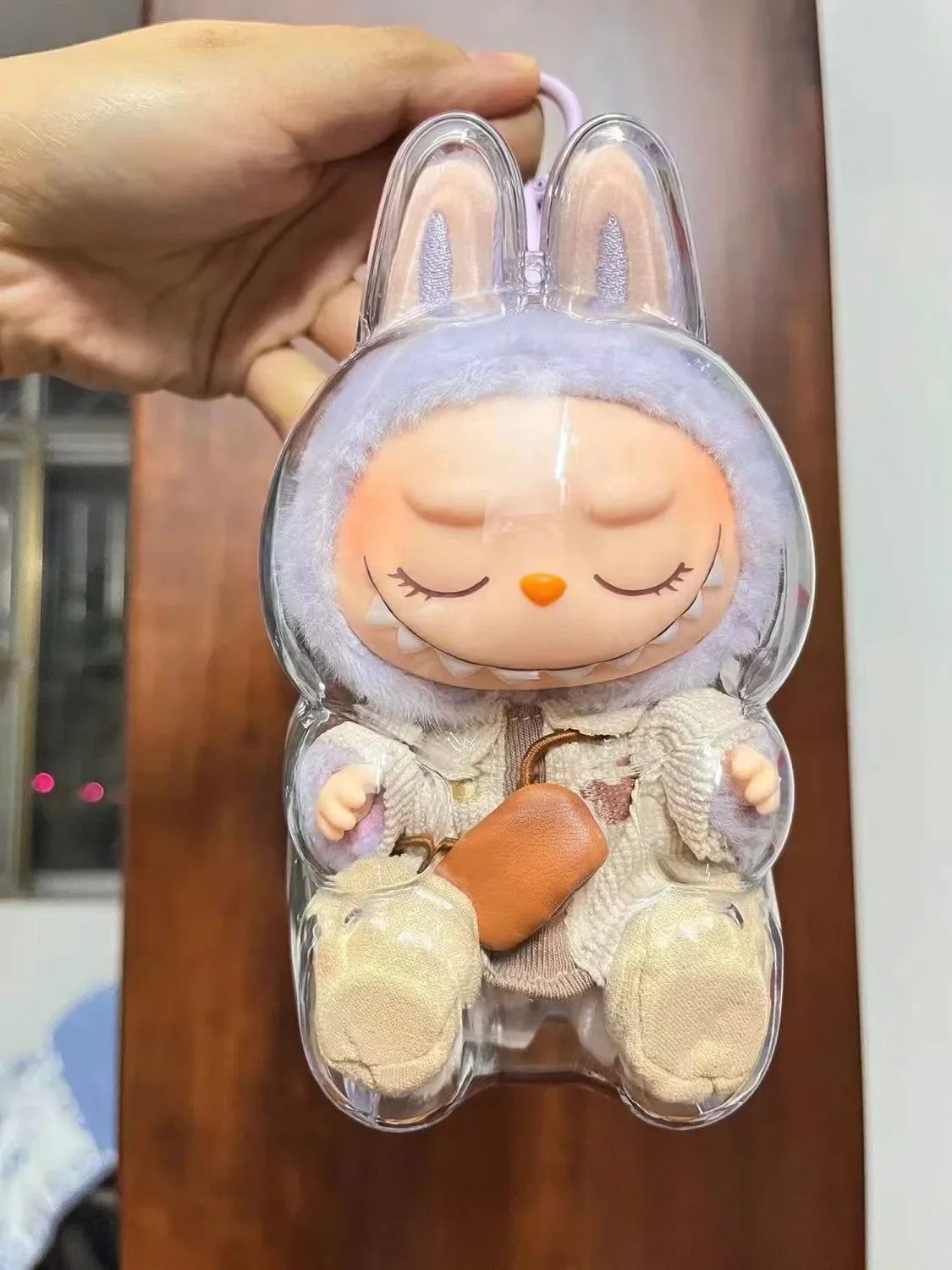 LABUBU V1 V2 transparent protective shell macaron standing protective cover dust cover doll labubu protector case