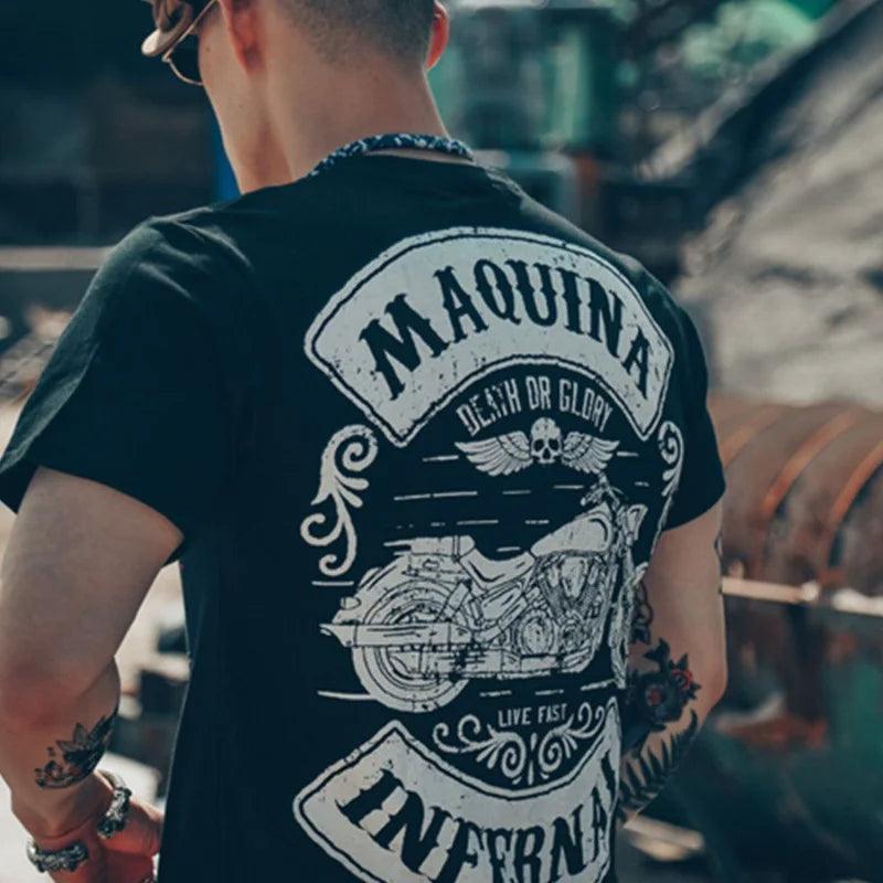 Motorcycle T Shirt for Men Hip Hop Man Tee Shirts Muscles Streetwear Rock Clothing Goth Grunge No Logo Gym Party Katoen Chic Top - Premium t-shirt from Lizard Vigilante - Just $28.99! Shop now at Lizard Vigilante