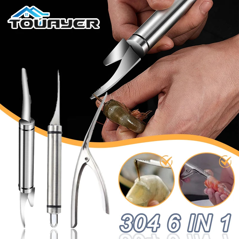 Stainless Steel Shrimp Peeler & Deveiner – 6-in-1 Multifunctional Seafood Peeling & Cutting Tool - Premium knives from dsers - Just $8.99! Shop now at Lizard Vigilante