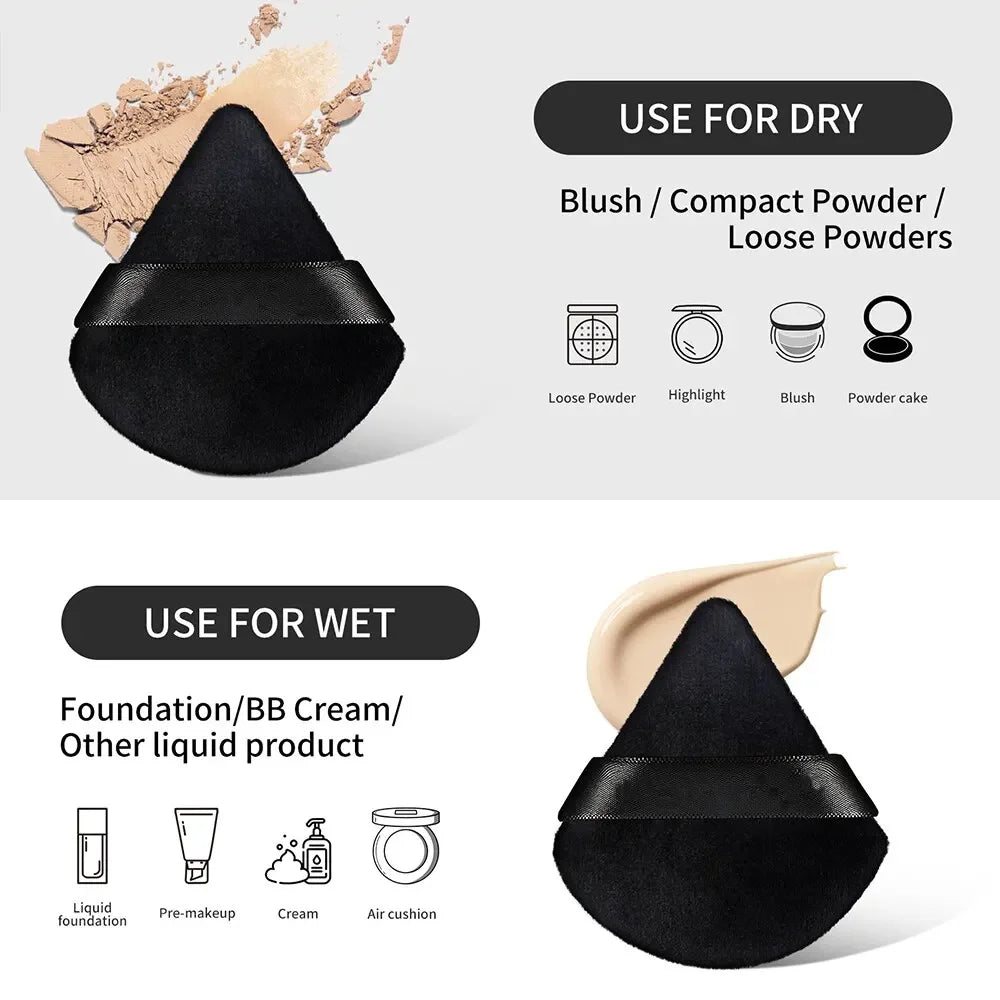 Wholesale 10/ 12 Pcs Triangle Powder Puff Wet Dry Use For Loose Powder Liquid Cosmetic Soft Plush Powder Puff Makeup Foundation