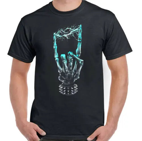 Rock T-Shirt Electric Music Mens Skull Guitar Biker Heavy Death Metal Motorbike - Premium T-Shirt from Lizard Vigilante - Just $22.99! Shop now at Lizard Vigilante