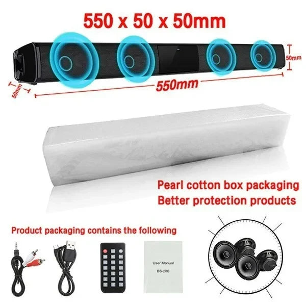 Bluetooth Speaker Column High Power Portable Speaker TV SoundBar for Computer Music Center Boom Box with TF AUX USB Radio