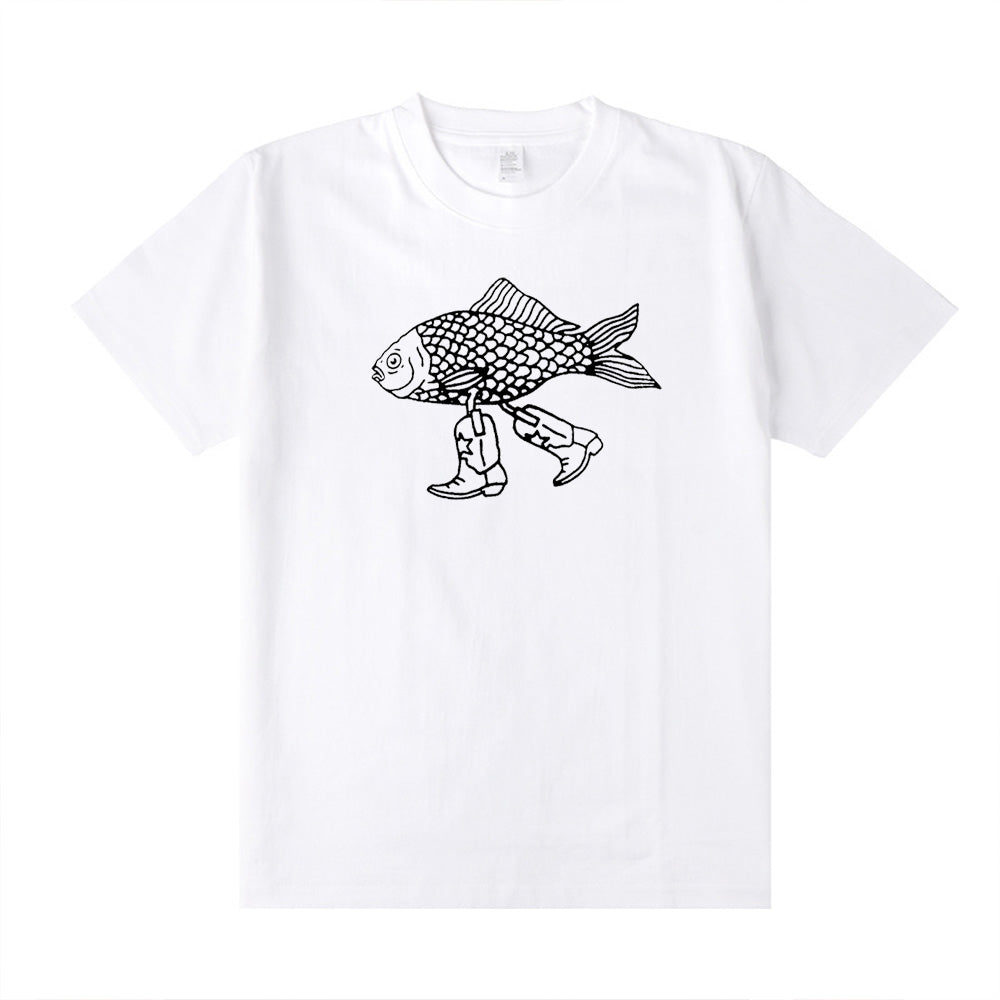 Walking Fish Printing Graphic Funny Tees Women Short Sleeve Loose Cotton Casual T Shirts White Summer Fashion Aesthetic Shirts - Premium  from Lizard Vigilante - Just $43.99! Shop now at Lizard Vigilante