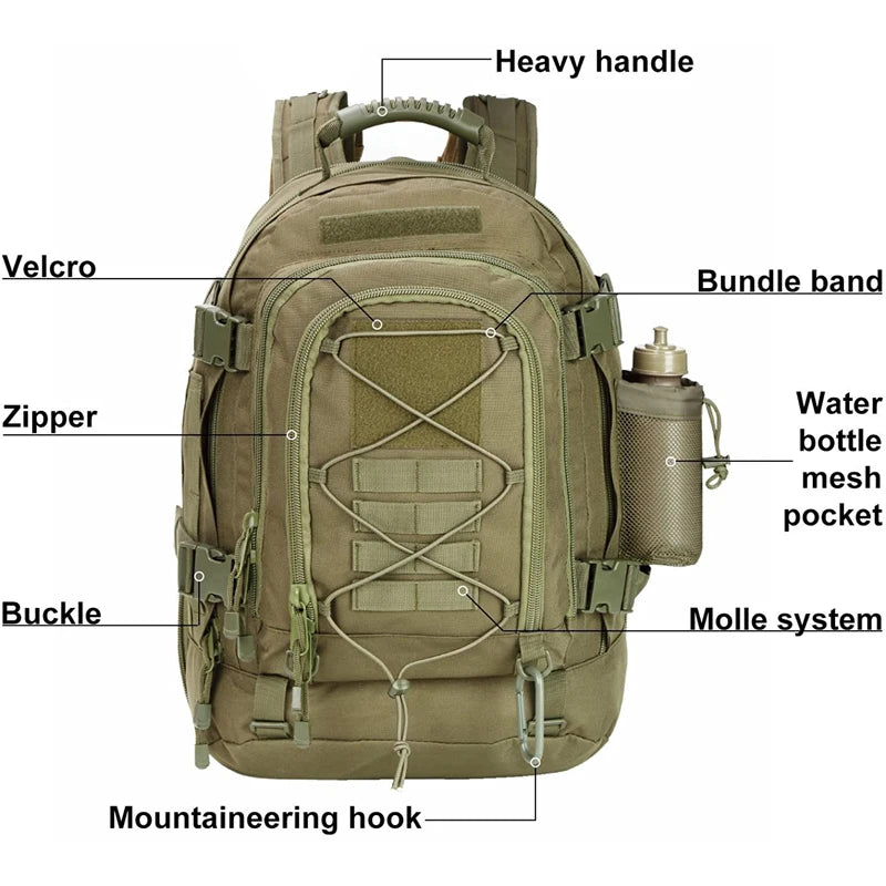 LQARMY 65L Tactical Expandable Warpack – Heavy-Duty Military Grade MOLLE Rucksack for Apocalypse-Ready Hiking, Camping, Travel & Combat - Premium bag from dsers - Just $80.99! Shop now at Lizard Vigilante