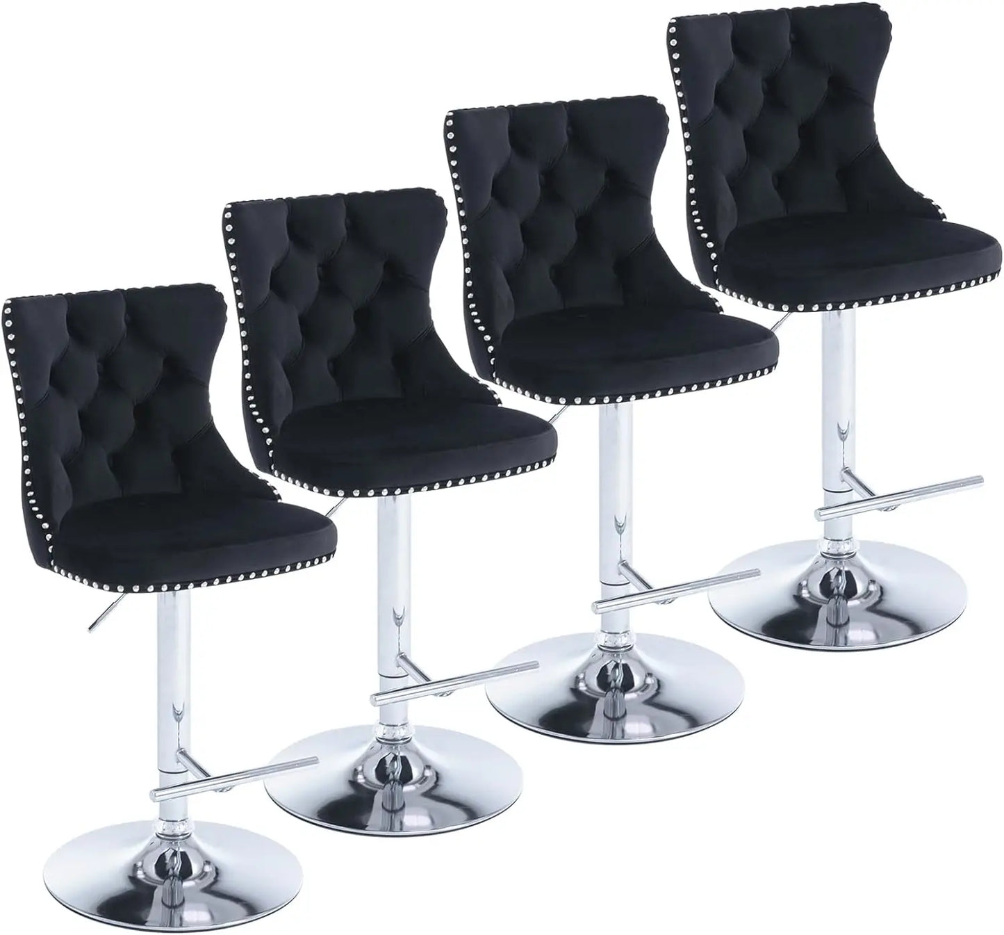 Bar Stools Set of 4 Adjustable Counter Height Barstools with High Back - Premium bar stool from Lizard Vigilante - Just $408.88! Shop now at Lizard Vigilante