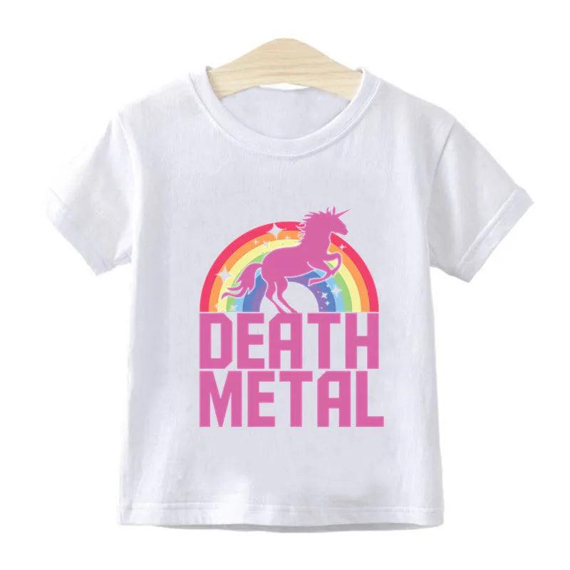 Rainbow Unicorn Death Metal Cartoon Print Kids T shirt Summer Casual Funny Girls Clothes Baby Boys Tops Children T-shirt,HKP2164 - Lizard Vigilante