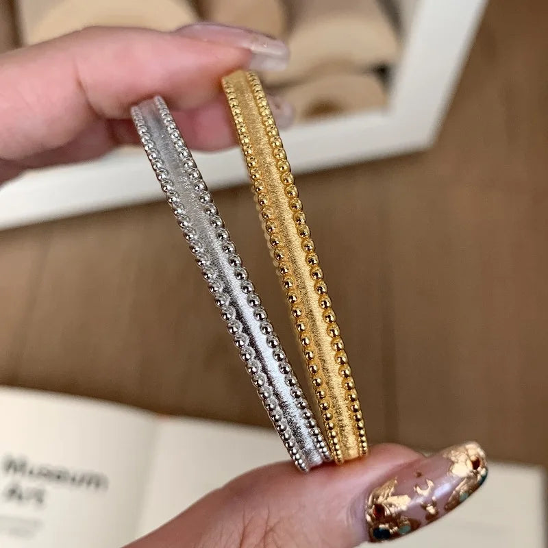 Classic silver 925 Light Luxury Round Bead Lace Brushed bracelet for women New in Simplicity Fashion bangles banquet Jewelry