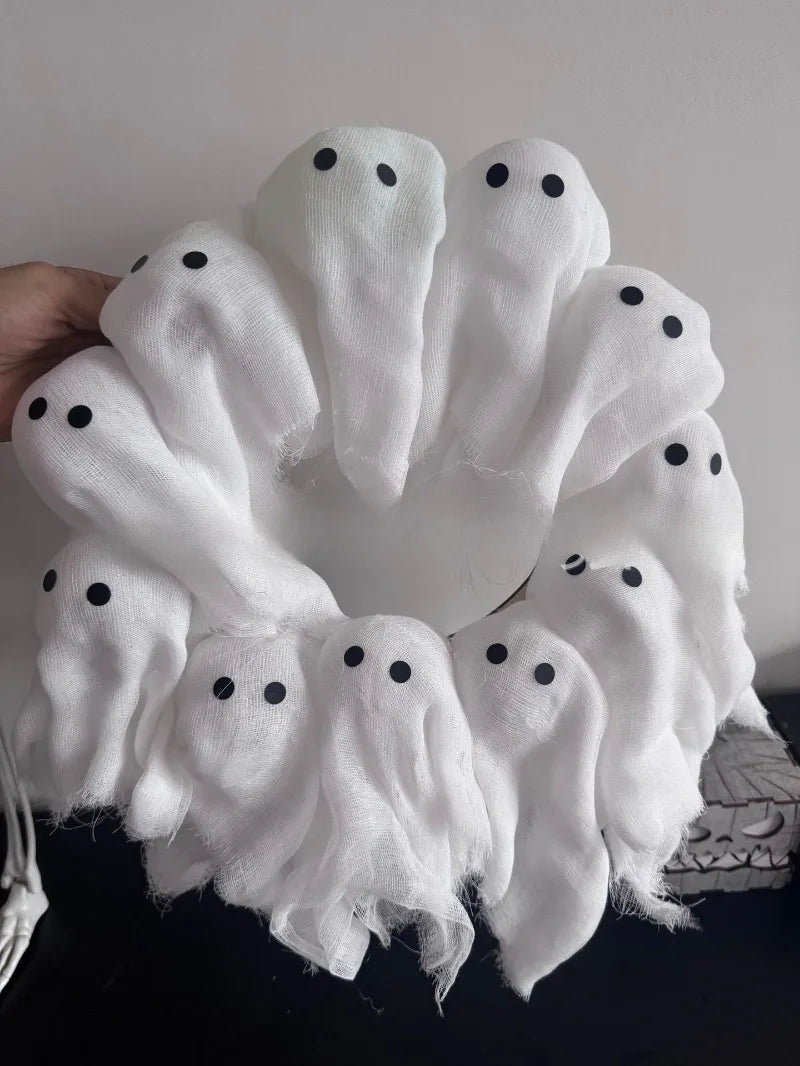 Modern Lit Ghosts Wreath Aesthetic Halloween Home Decor Luxury Wall Decoration Cute Halloween Wall Decors Interior Decorations
