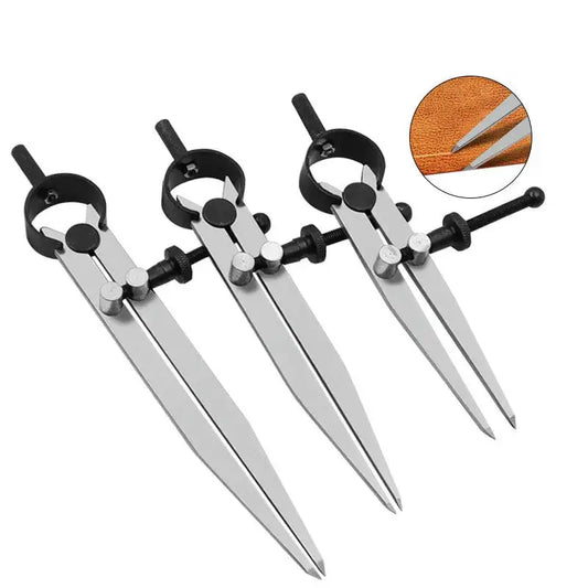 Adjustable Leather Compass Lockable Carbon Steel Divider Wing Creaser DIY Leathercraft Rotating Line Scribing Gauge Caliper Tool