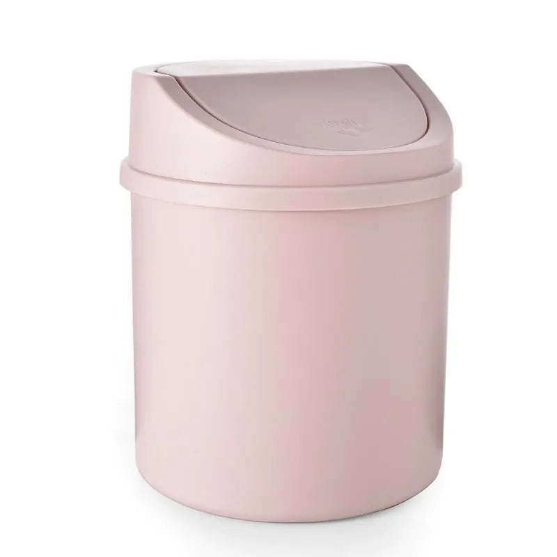Mini Desktop Bin Small Trash Can Tube with Cover Bedroom Trash Can Garbage Can Clean Workspace Storage Box