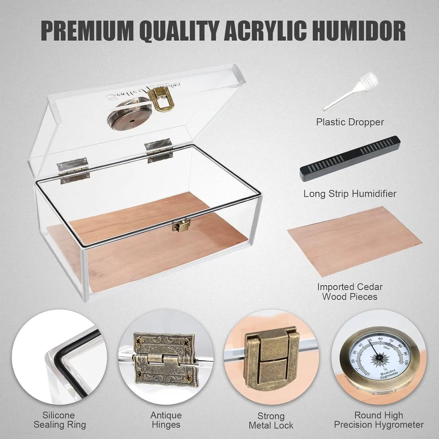 Scotte Cigar Case Humidors Acrylic Cigar Box Hygrometer Humidifier Hold 20 Cigars Include Cigar Cutters Cigar Punch Accessories