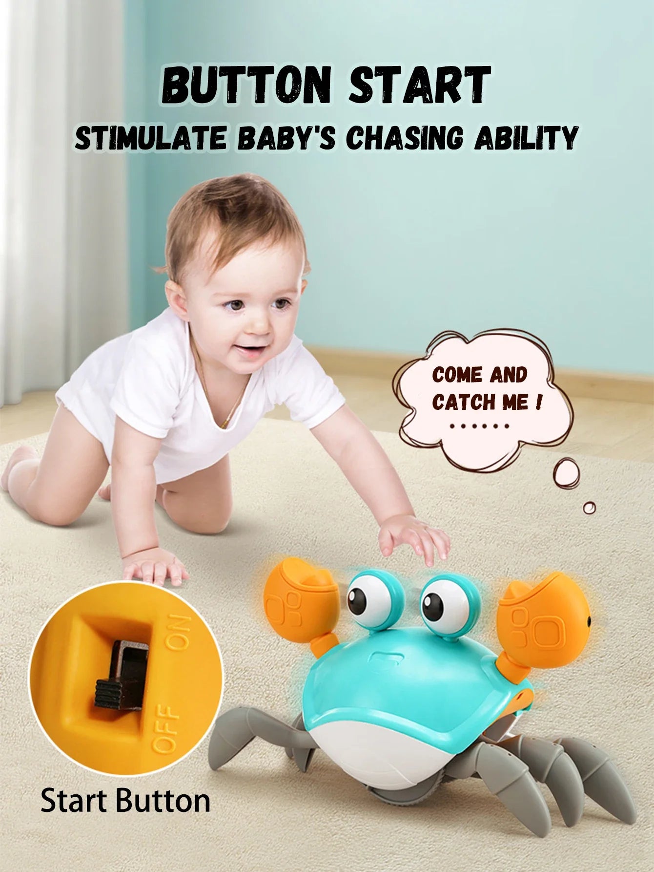 Auto-Sensing Escape Crab Toy – Crawling Baby Obstacle Avoiding Pet