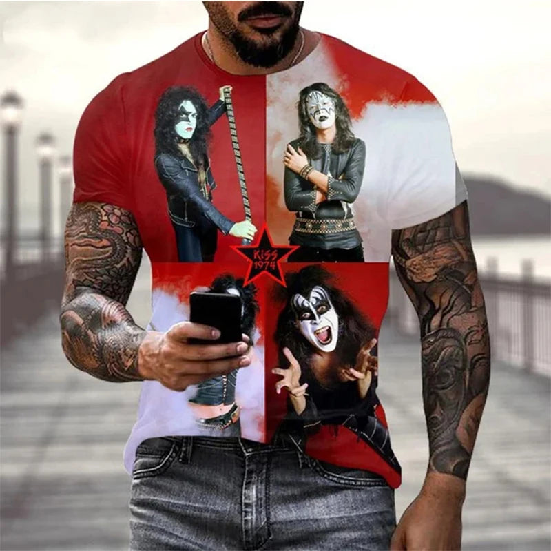 New Kiss Rock Band 3D Print Oversized T-Shirt – Men, Women, Kids Streetwear in Hip-Hop Style for Daily, Casual, or Concert Looks - Premium T-Shirt from Lizard Vigilante - Just $19.88! Shop now at Lizard Vigilante