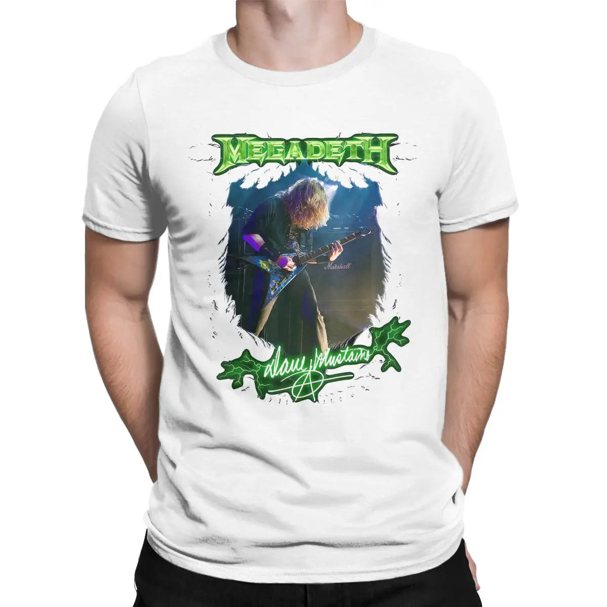 Dave Mustaine Megadeth T-Shirt – Heavy Metal Hip-Hop Cotton Tee for Men - Premium T-Shirt from Lizard Vigilante - Just $23.88! Shop now at Lizard Vigilante