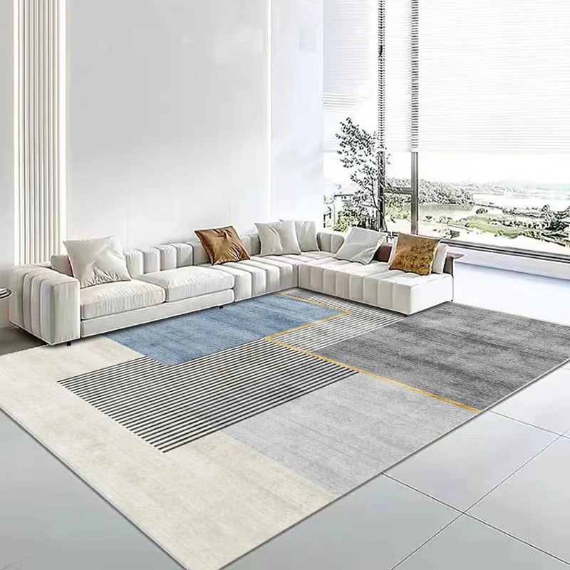 Modern Minimalist Geometric Patterned Living Room Bedroom Rugs Soft Texture Anti-Slip Stylish Home Floor Decor