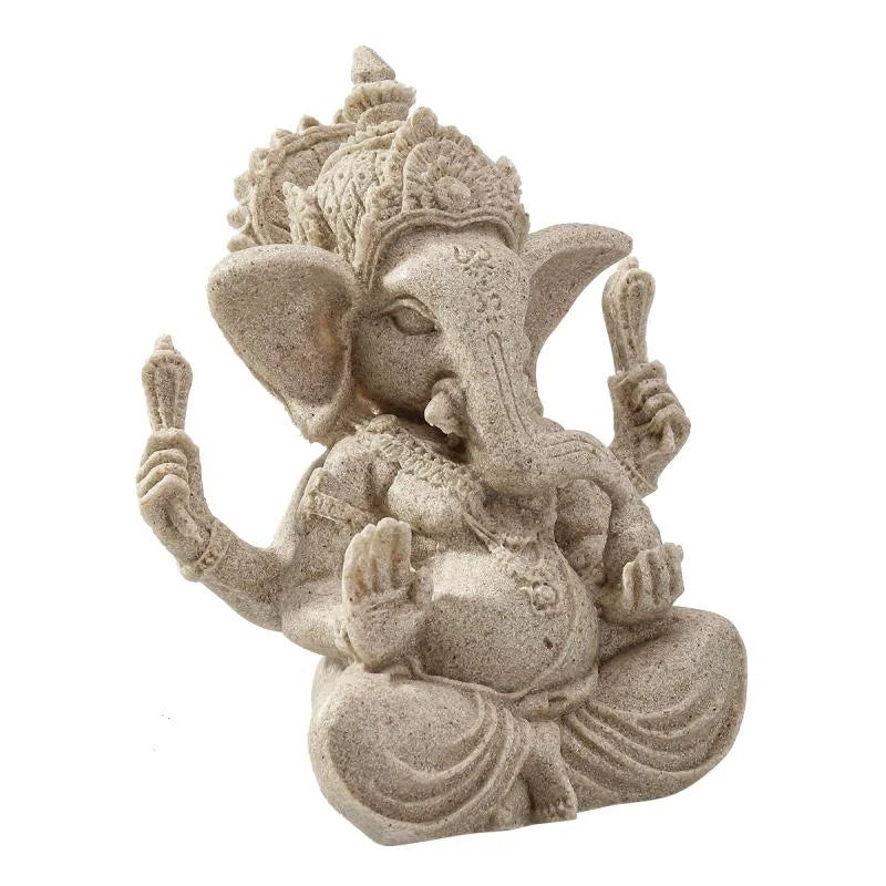 Sandstone Ganesha Buddha Elephant Statue Sculpture Handmade Elephant Figurine Home Decoration Accessories