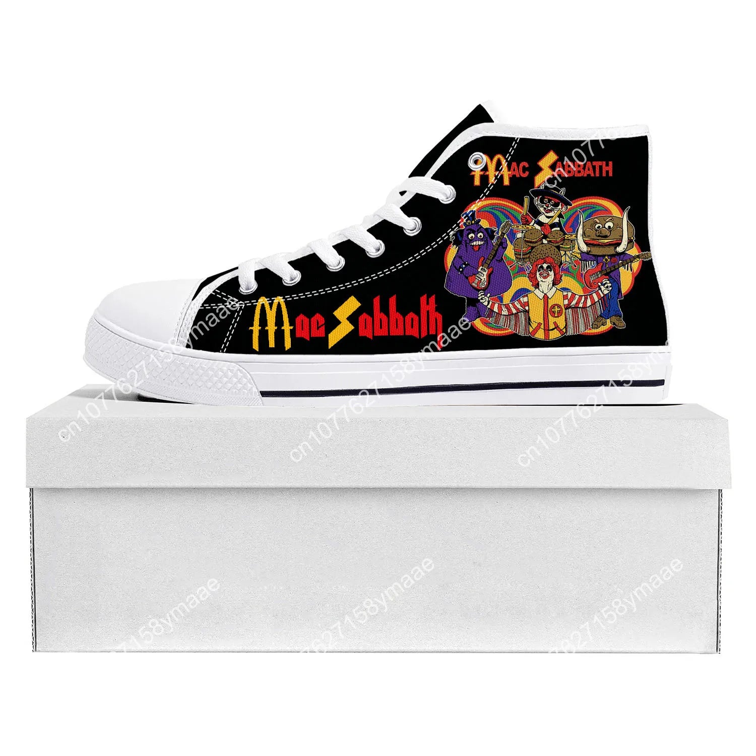 Mac Sabbath High Top Sneakers Mens Womens Teenager Canvas High Quality Black Sneaker Casual Shoe White - Premium sneakers from Lizard Vigilante - Just $44.88! Shop now at Lizard Vigilante