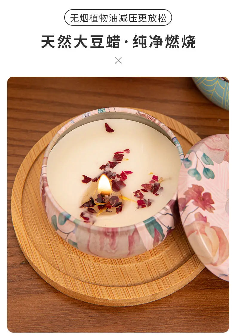 Osmanthus Gardenia Fragrance Candles with Petals Small Romantic Fragrance Candles for Girls' Birthday Gifts Home Aromatherapy