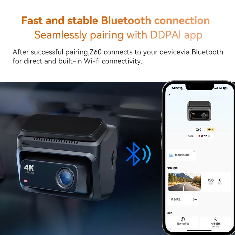 DDPAI Z60 Street Reaper 4K Dashcam — Triple Lens 4K+2K+1080P NightVIS 2.0 Car DVR With GPS, 5GHz WiFi, & 24H Parking Surveillance Fury