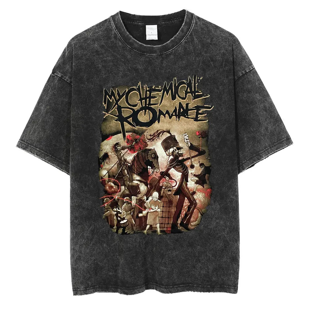 My Chemical Romance The Black Parade Retro Washed T-Shirt – Unisex Gothic Cotton Streetwear, Loose Fit Casual Tee - Premium t-shirt from Lizard Vigilante - Just $26.66! Shop now at Lizard Vigilante