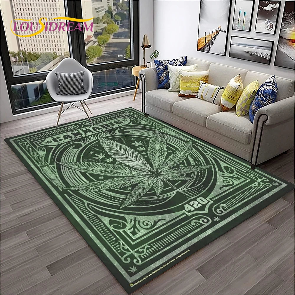 High Voltage Maple Leaf Lounge Rug – 3D Printed Non-Slip Weed Art Carpet For Living Rooms, Studios And Late-Night Plots