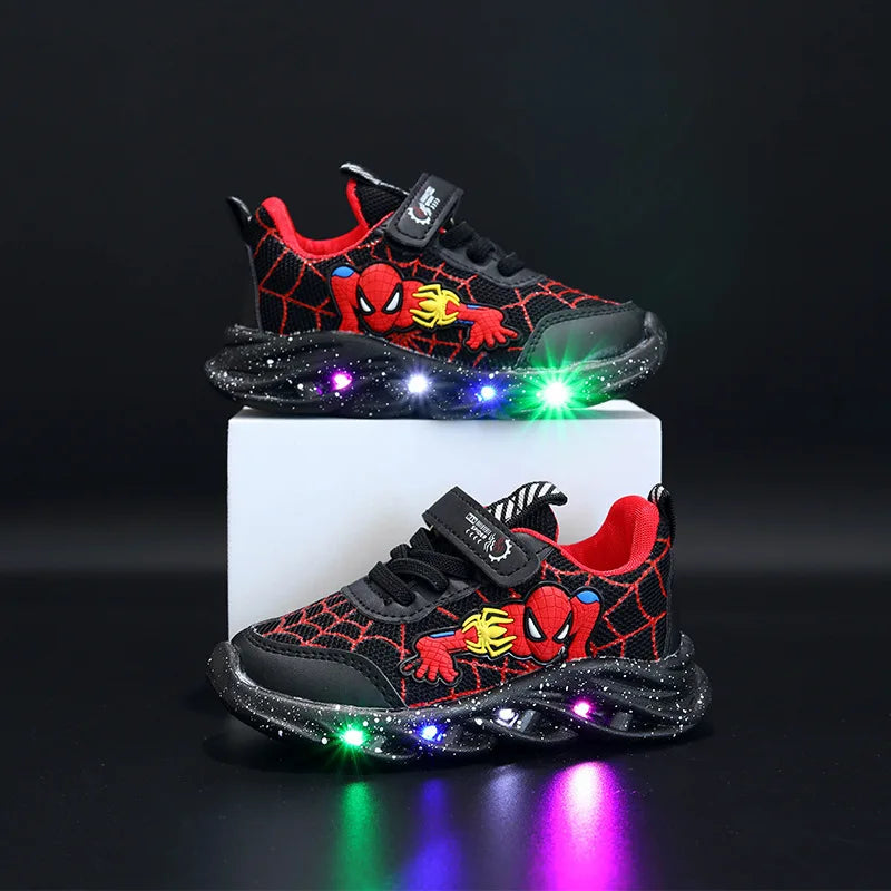 Disney Spiderman LED Casual Sneakers for Boys | Light-Up Mesh Outdoor Shoes | Non-Slip Spring Footwear | Sizes 21-30 - Premium Sneakers from Lizard Vigilante - Just $38.88! Shop now at Lizard Vigilante