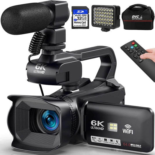 KOMERY YouTube Camcorder 6K HD Professional Camera 64MP Streaming Camcorder 4"Touch Screen Digital Video Vlog Camera Photography