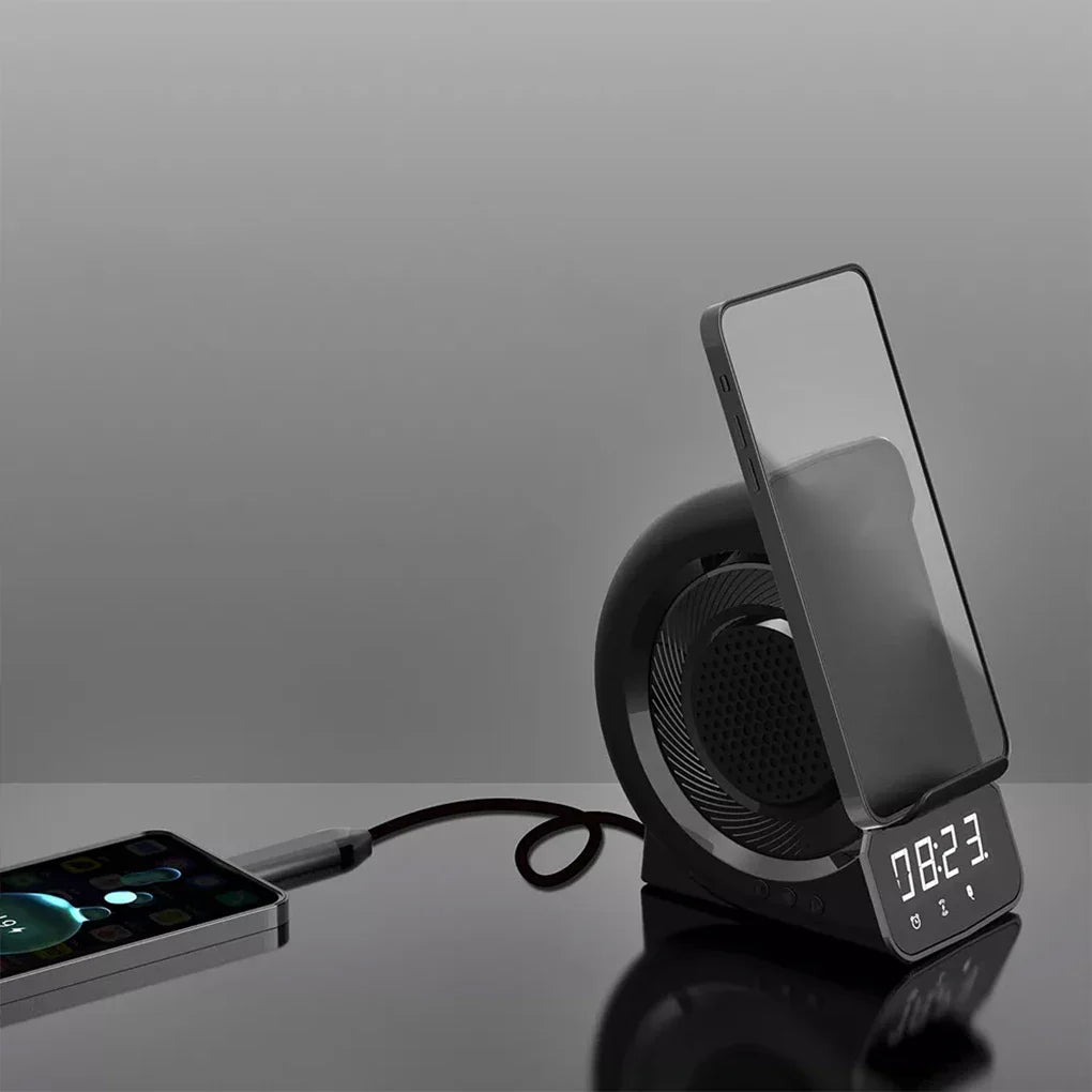 3 In 1 Wireless Bluetooth Speaker Fashion Portable Outdoor Speaker with LED Display Alarm Clock and Fast Charger