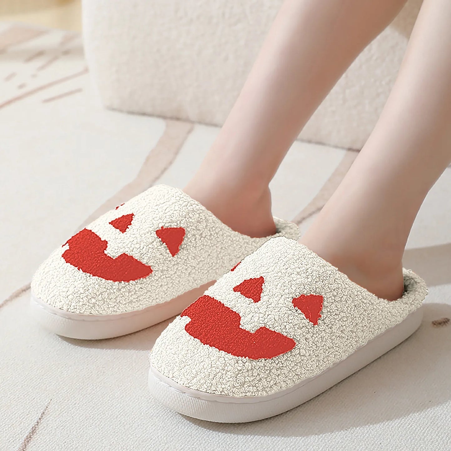 Halloween Pumpkin Slipper Ghost Funny Face Flat Indoor House Shoes Soft Plush Cozy for Women Men Horror Movie Halloween Gifts - Premium slippers from Lizard Vigilante - Just $22.99! Shop now at Lizard Vigilante