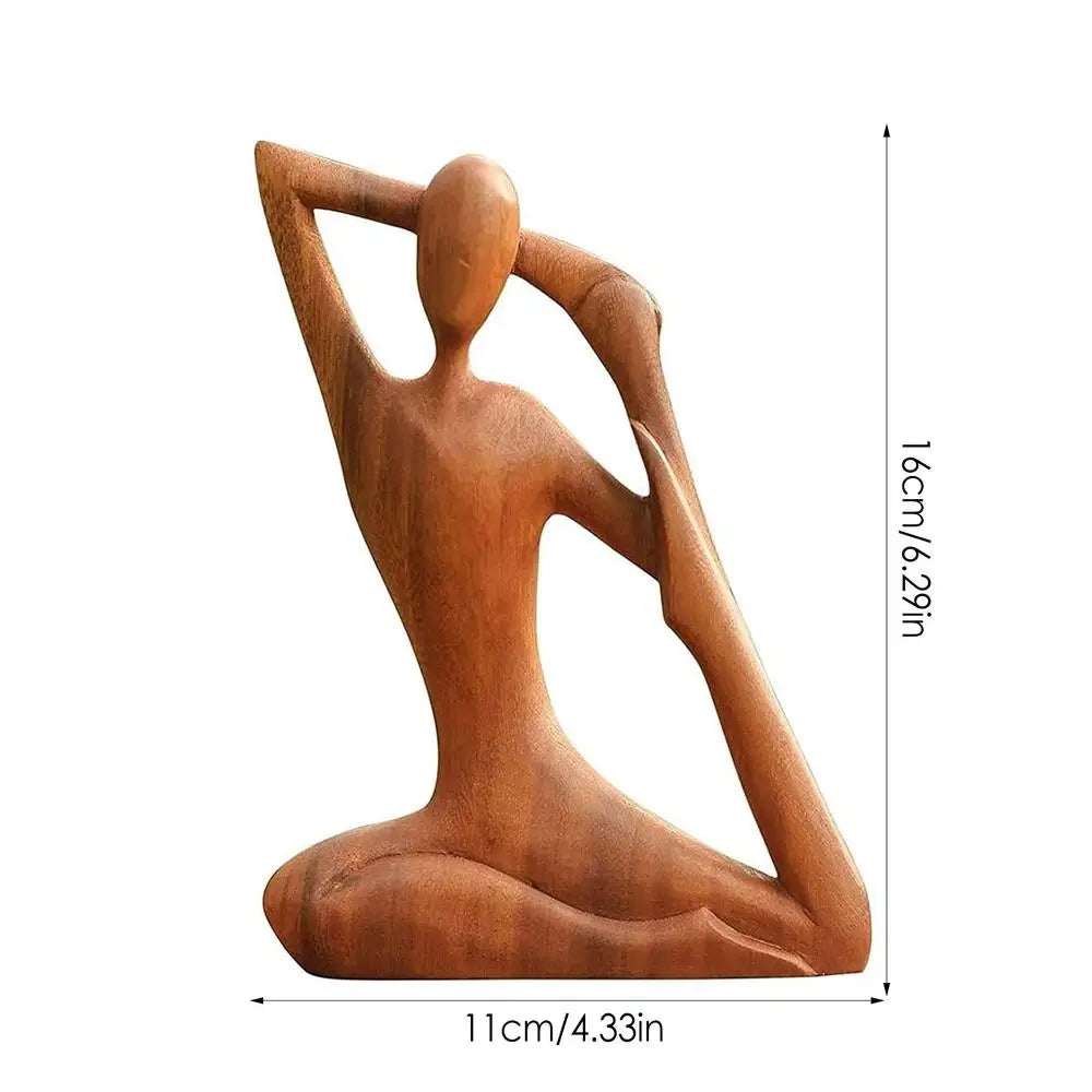 Wooden Yoga Pose Sculpture Abstract Yoga Meditation Statue Hand Carved Wood Fragrant Art Decoration Gallery Tabletop Ornaments