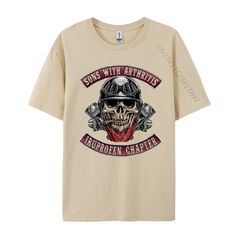 Sons With Arthritis Ibuprofen Chapter Funny Biker Skull T-Shirt – 100% Premium Cotton - Premium T-Shirt from Lizard Vigilante - Just $25.88! Shop now at Lizard Vigilante