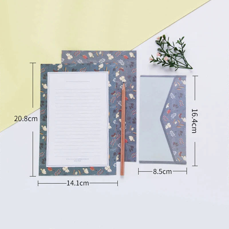 Vintage Flower Envelope Floral Creative Envelope Flower Printing Cute Cartoon Pattern Office Supplies With Letter Paper