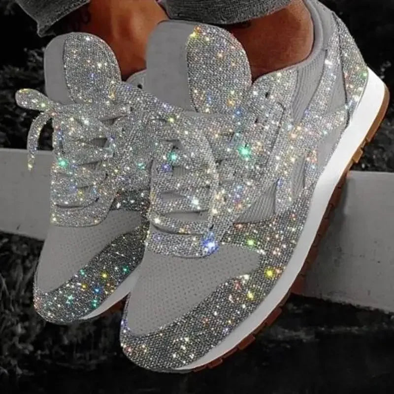 Dazzling Glitter Mesh Sneakers – Women's Breathable Bling Sport Shoes, Comfort Lace-Up Casual Running Shoes for Spring & Summer - Premium sneakers from Lizard Vigilante - Just $48.88! Shop now at Lizard Vigilante