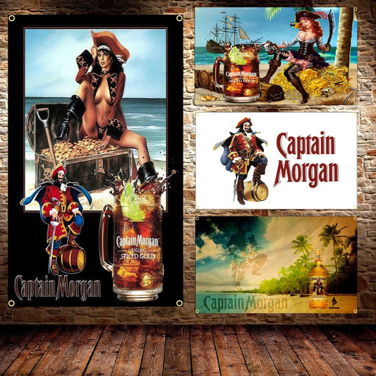 Captain Morgan Rum Flag 3x5 Ft - 90x150cm Printed Polyester Banner for Wall Decor, Parties, and Bars - Premium flag from Lizard Vigilante - Just $11.99! Shop now at Lizard Vigilante