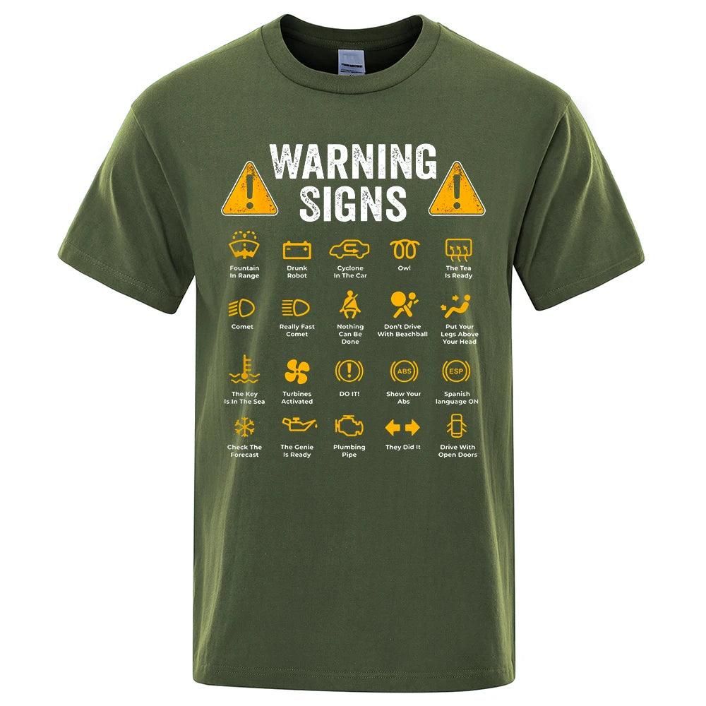 Driving Warning Signs 101 Auto Mechanic Gift Driver Funny Print T-Shirt Fashion Casual Big size T Shirt Cotton Mens Tops Tees - Lizard Vigilante