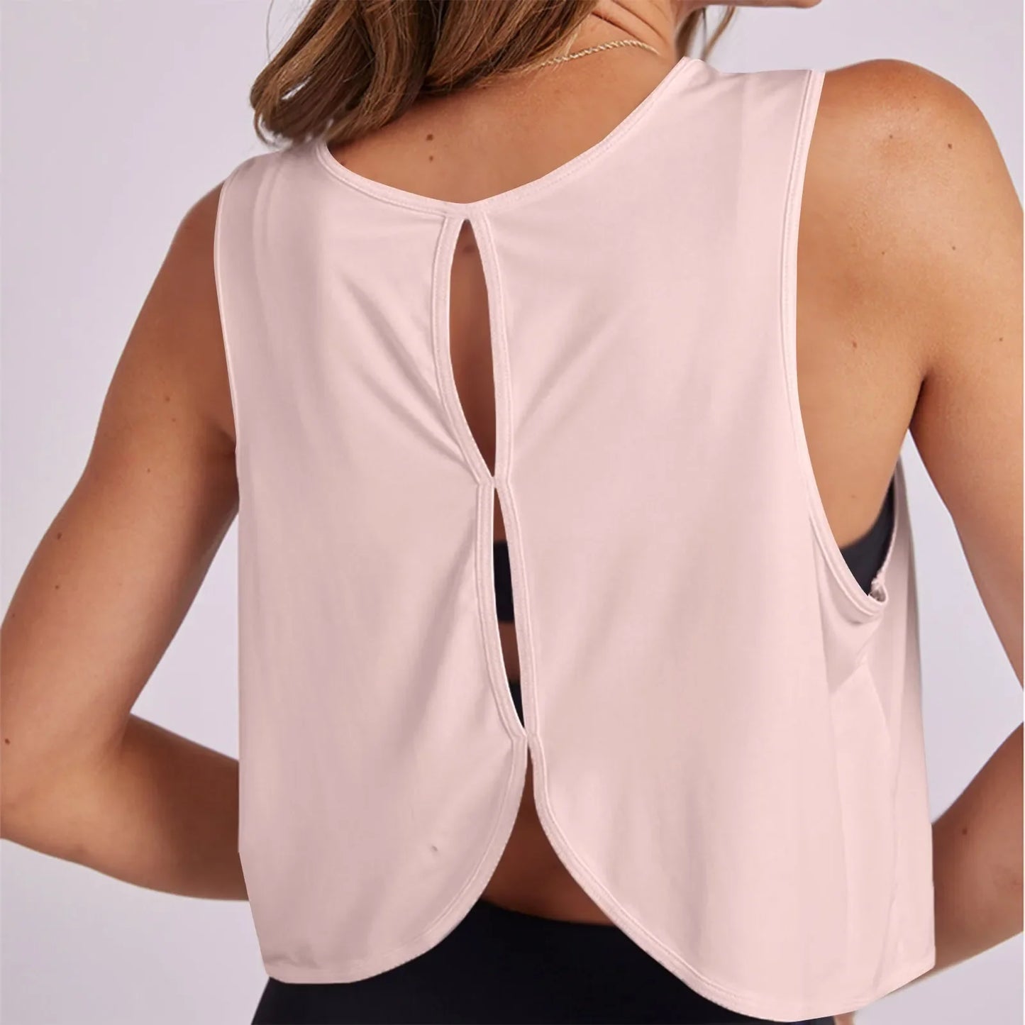 Women'S Solid Color Top Women'S Sports Suspender Top Women'S Fashion Hollow Back Sports Running Fitness Casual Hundred Yoga Top