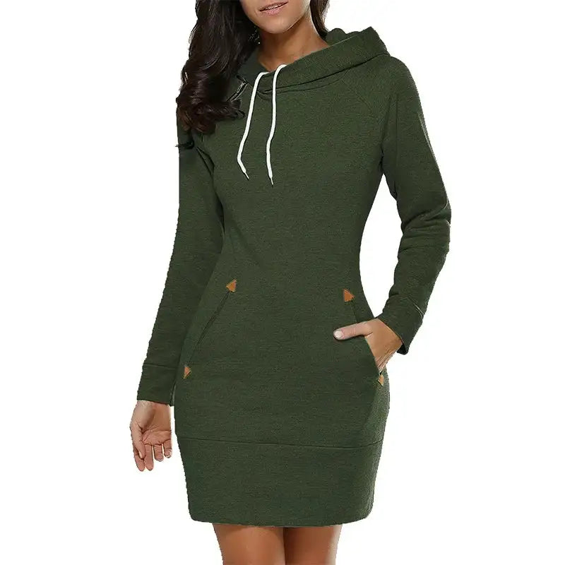 Women Winter Warm Hooded Pullover Sweatshirt Long Dress Sweatshirt Hoodies Women