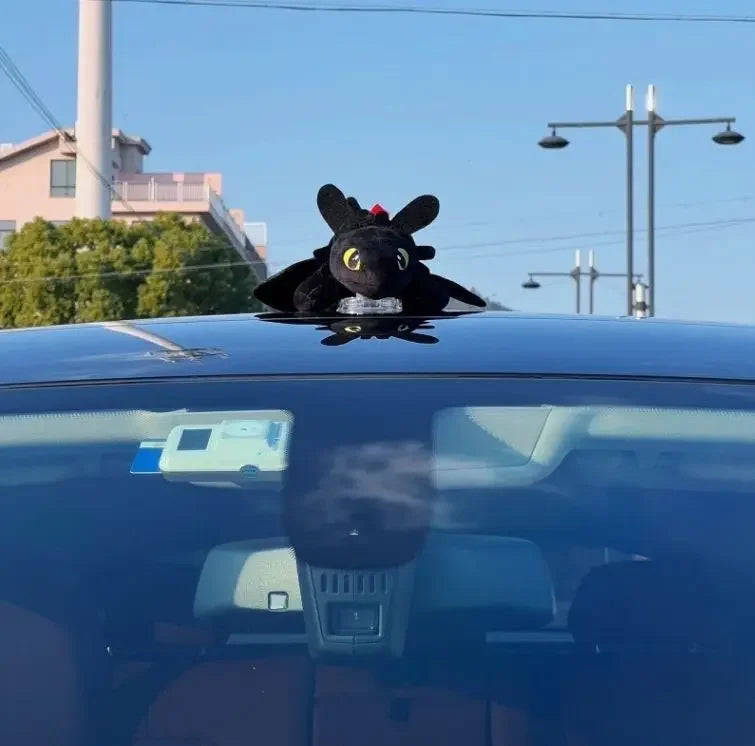 Adorable Black Flying Dragon Plush Car Decoration – Fun Interior & Helmet Accessory - Premium car ornament from Lizard Vigilante - Just $27.99! Shop now at Lizard Vigilante