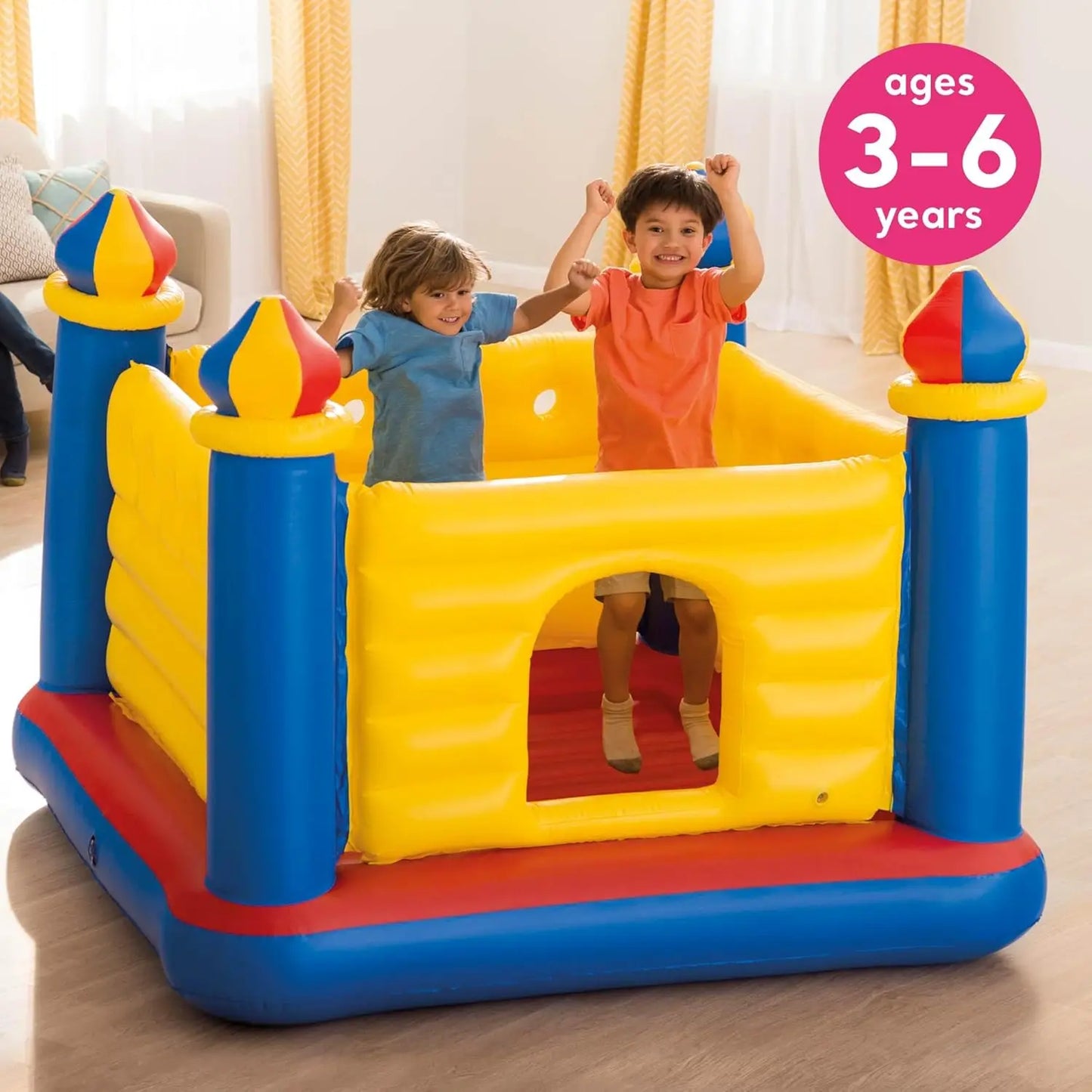 Intex 48259EP Inflatable Colorful Jump-O-Lene Castle Bouncer Indoor Outdoor Kids Jump Bounce House for 2 Kids, Ages 3 to 6 Years - Premium  from Lizard Vigilante - Just $89.99! Shop now at Lizard Vigilante