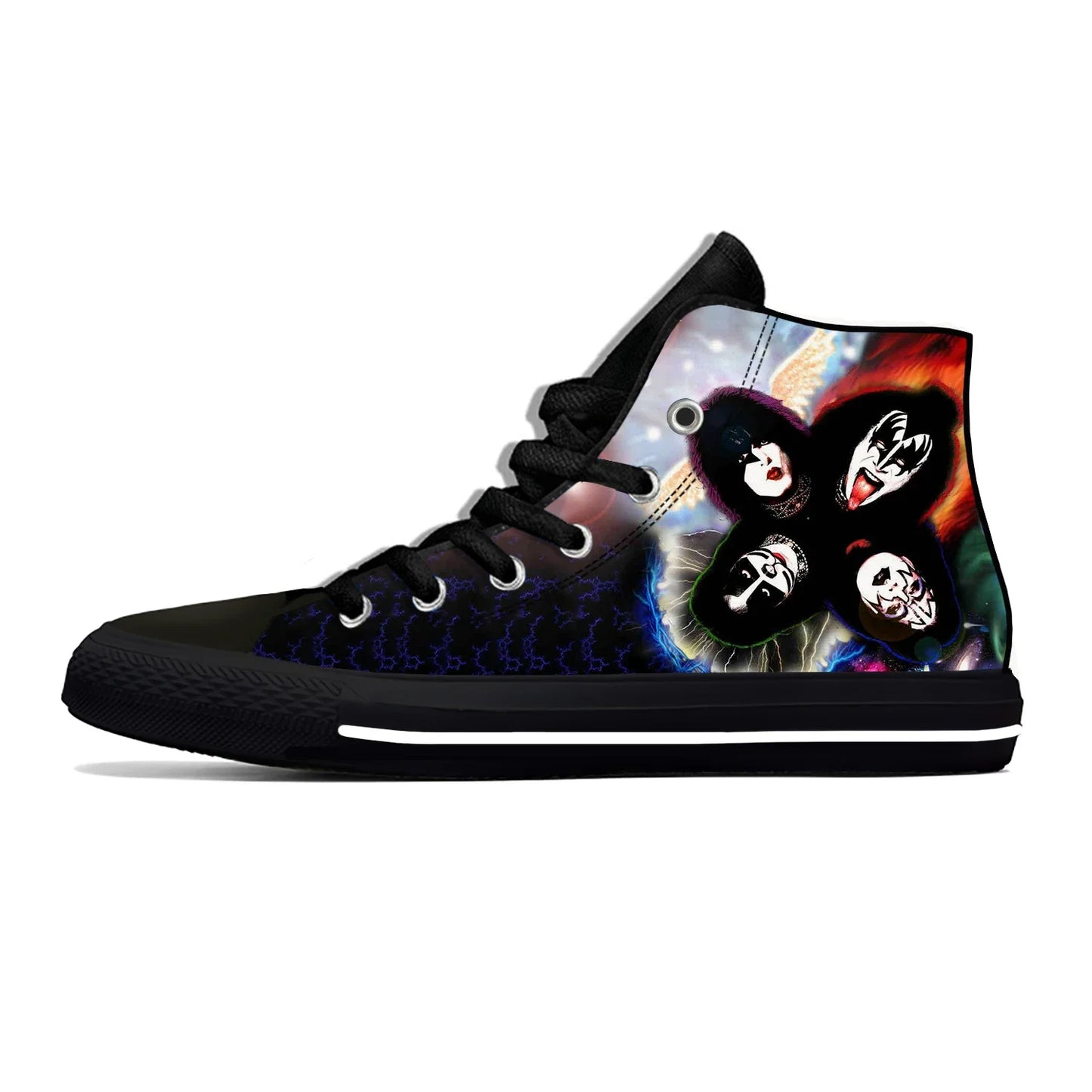 Kiss Rock Band High Top Shoes Hot Summer Heavy Metal Music Novelty Casual Latest Shoes Men Women Fashion Classic Board Sneakers - Premium t-shirt from Lizard Vigilante - Just $44.88! Shop now at Lizard Vigilante