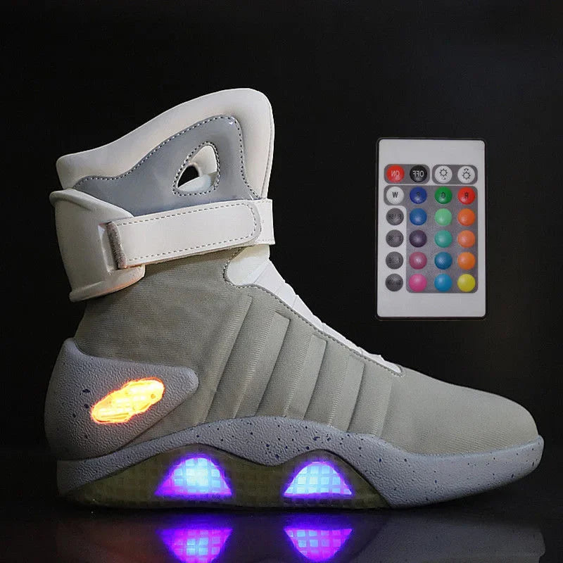 UncleJerry Men Boots Back To Future Adult USB Charging LED Shoes with Remote Control for Men and Women Boots for Party Mag 2024 - Premium  from Lizard Vigilante - Just $101.99! Shop now at Lizard Vigilante