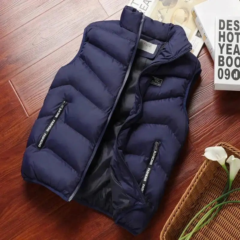 2024 New Puffer Sleeveless Coats Mens Solid Color Down Jacket Winter Warm Vest Jacket Men Waistcoat Outwear Windbreaker Clothing