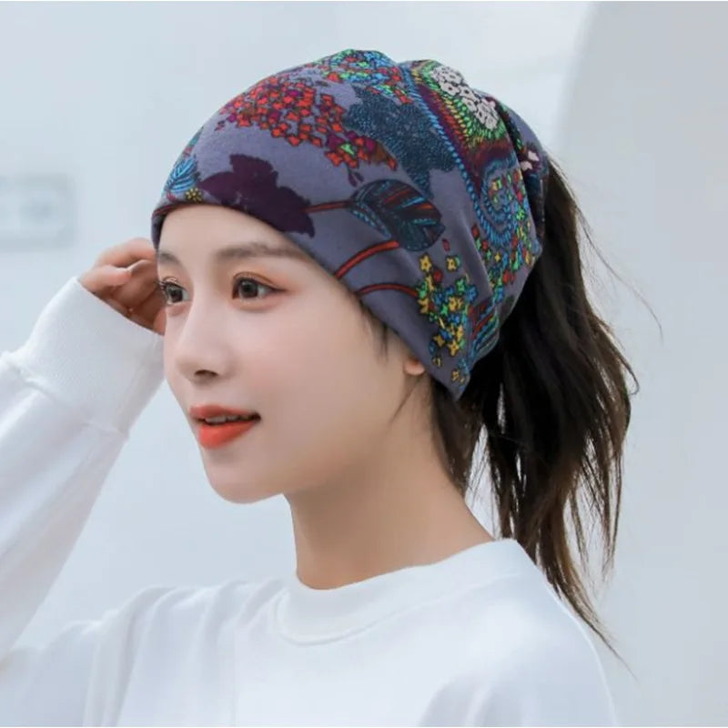 Fashion Double Head Cap Bib Twist Cap Multi-Functional Printed Scarf Cover Cap Neck Cap Face Mask Headscarf Cap C081 - Premium  from Lizard Vigilante - Just $7.99! Shop now at Lizard Vigilante