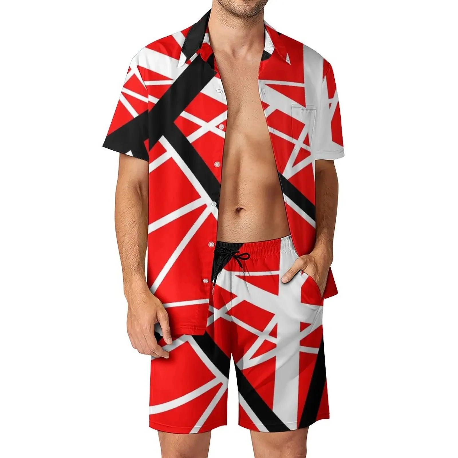 Van Halen Shirt Sets 3D Printed Men Casual Fashion Short Sleeves Shirts Oversized Beach Shorts Hawaiian Streetwear Suits Clothes - Premium  from Lizard Vigilante - Just $27.99! Shop now at Lizard Vigilante