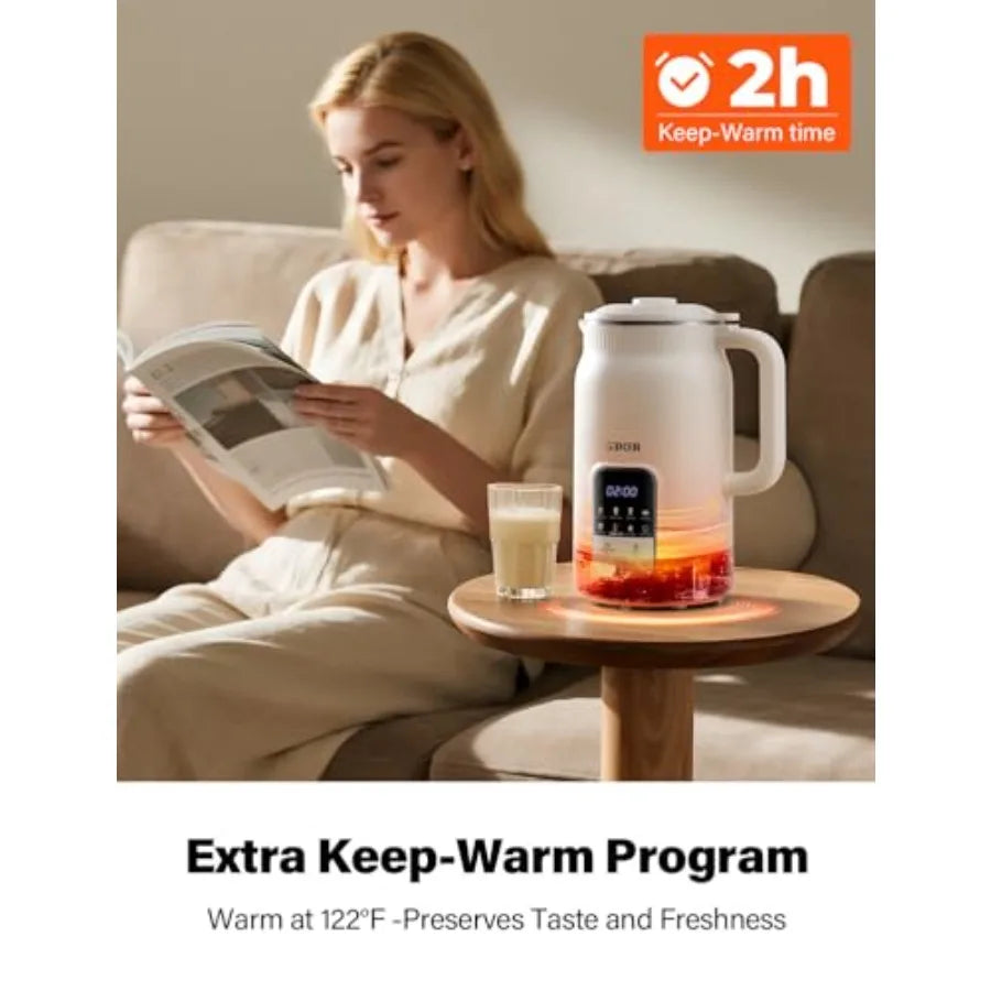 35oz Nut Milk Maker 9in1 Plant Milk Machine for Homemade Almond Oat Soy Milk Juice Smoothie Powerful Blender with 12 Stainless