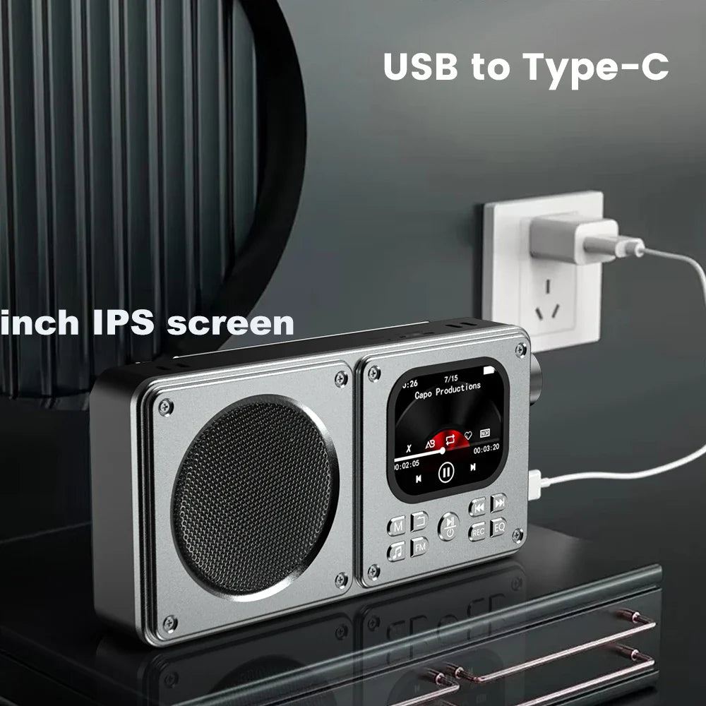Wireless Bluetooth5.4 Speakers 87.5-108MHz Portable FM Radio Outdoor Radio MP3 Music Player Support Earphone TF Card Video Clock