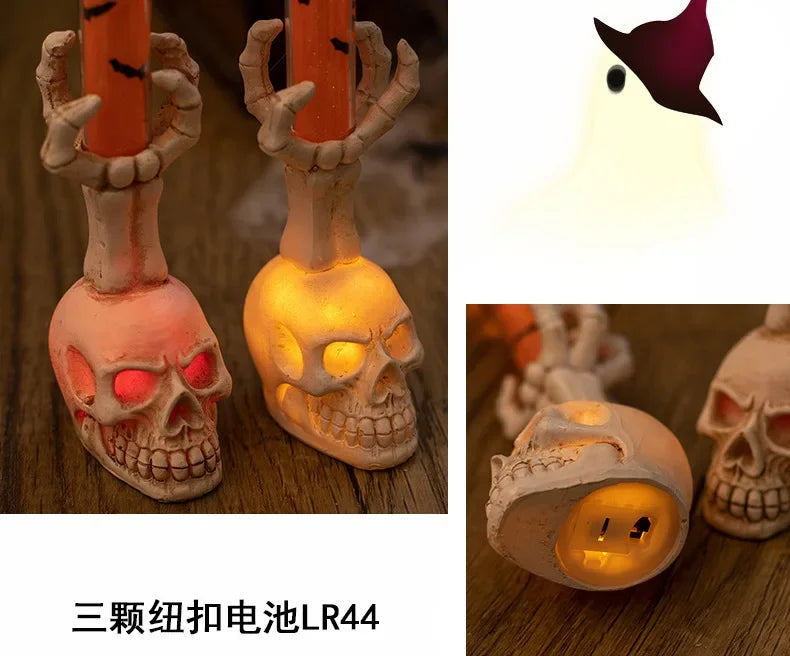Halloween  Skull Lamp Creative Decor for Spooky Party Unique Skull Candle Lantern Halloween Decoration Spooky Lighting